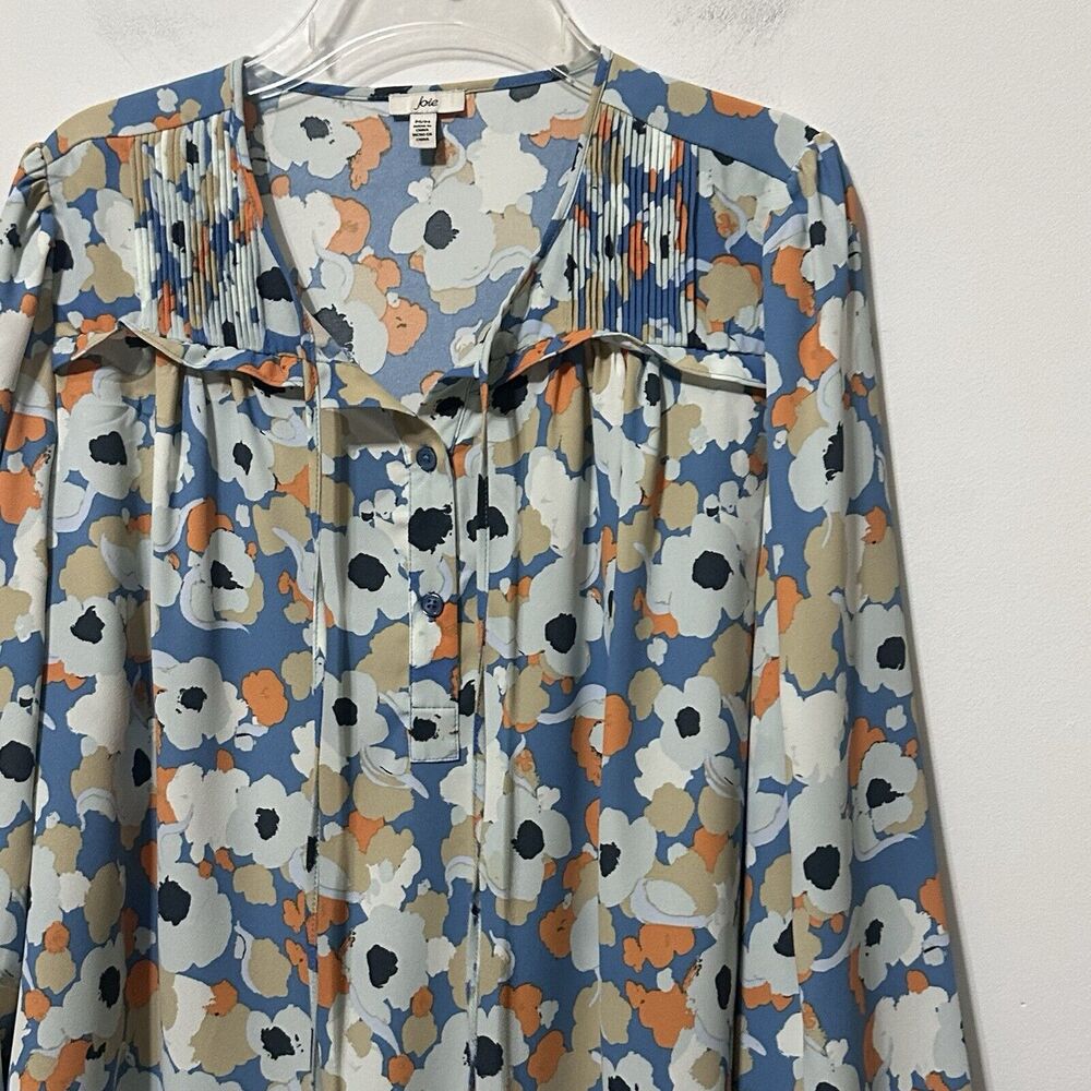 Joie Floral Fields Long Sleeve Peasant Top Blouse M Casual Summer Blue Popover - Picture 3 of 11